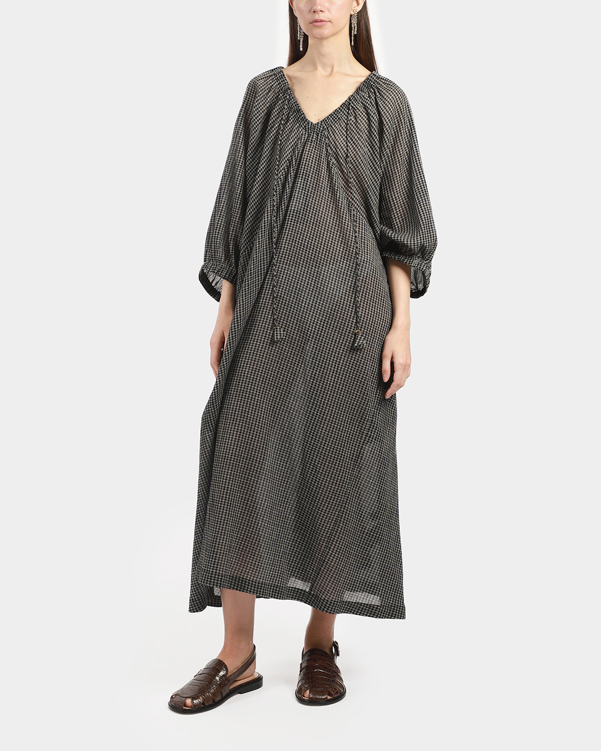 Check V-Neck Dress