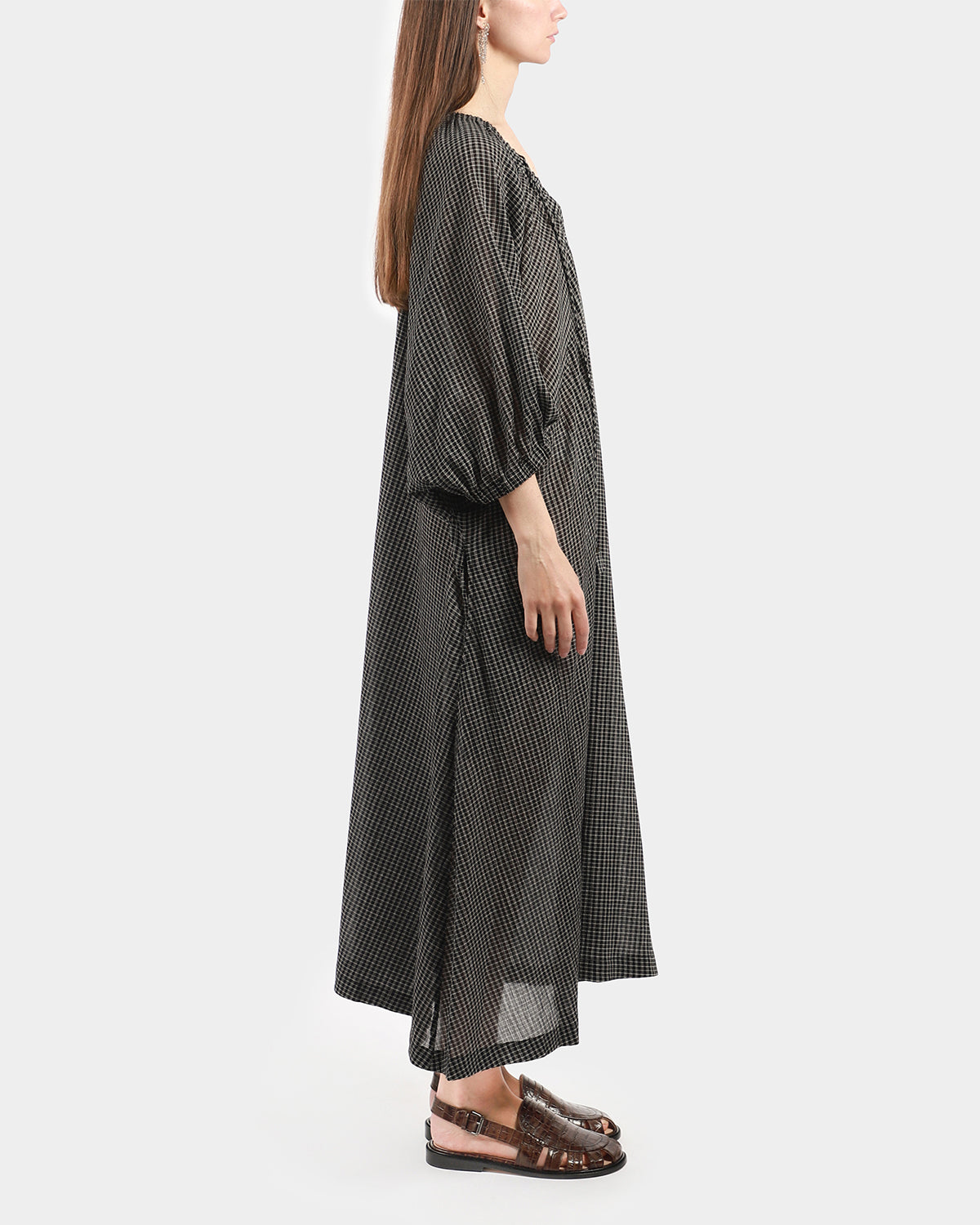 Check V-Neck Dress