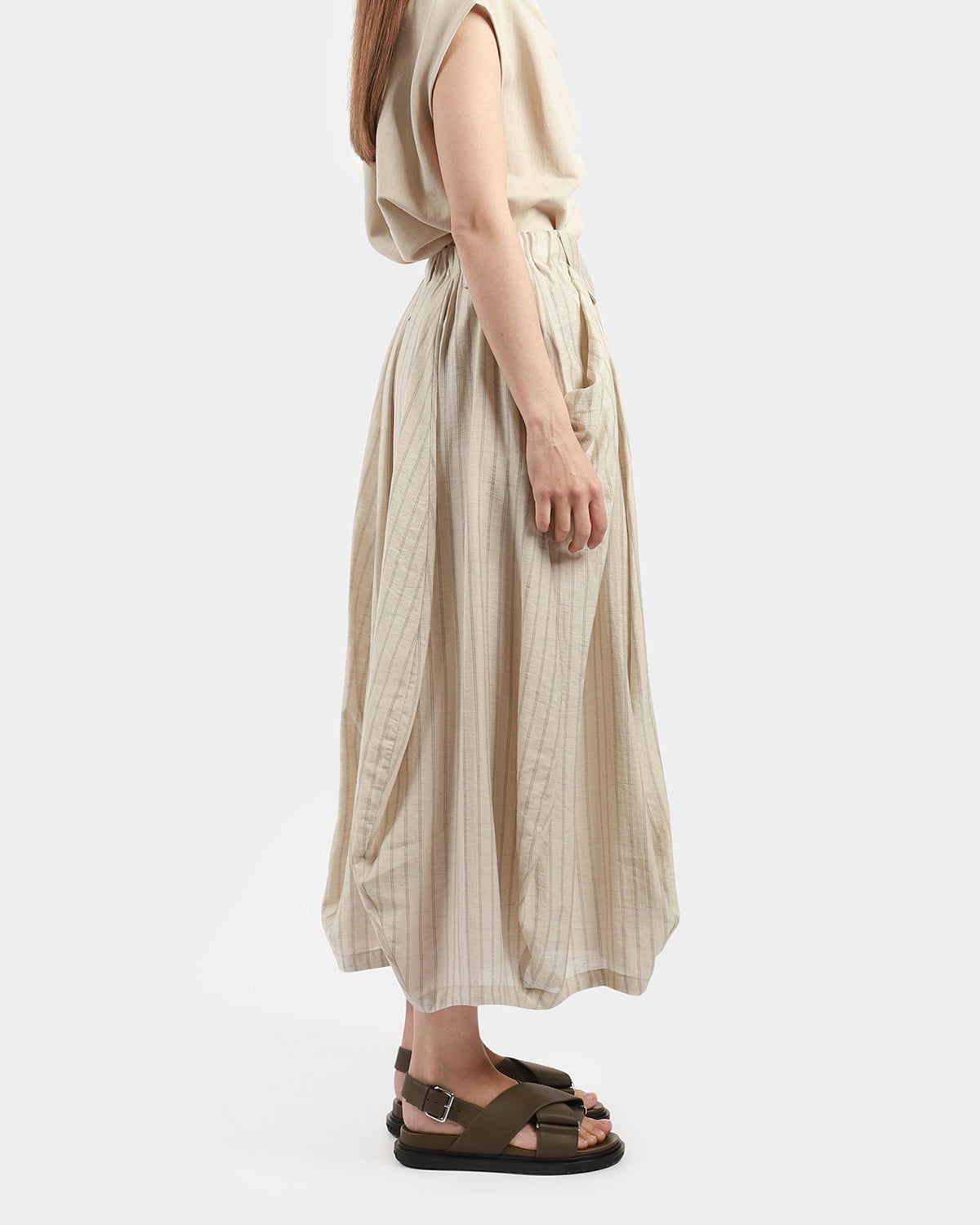 Cropped Striped Balloon Pant