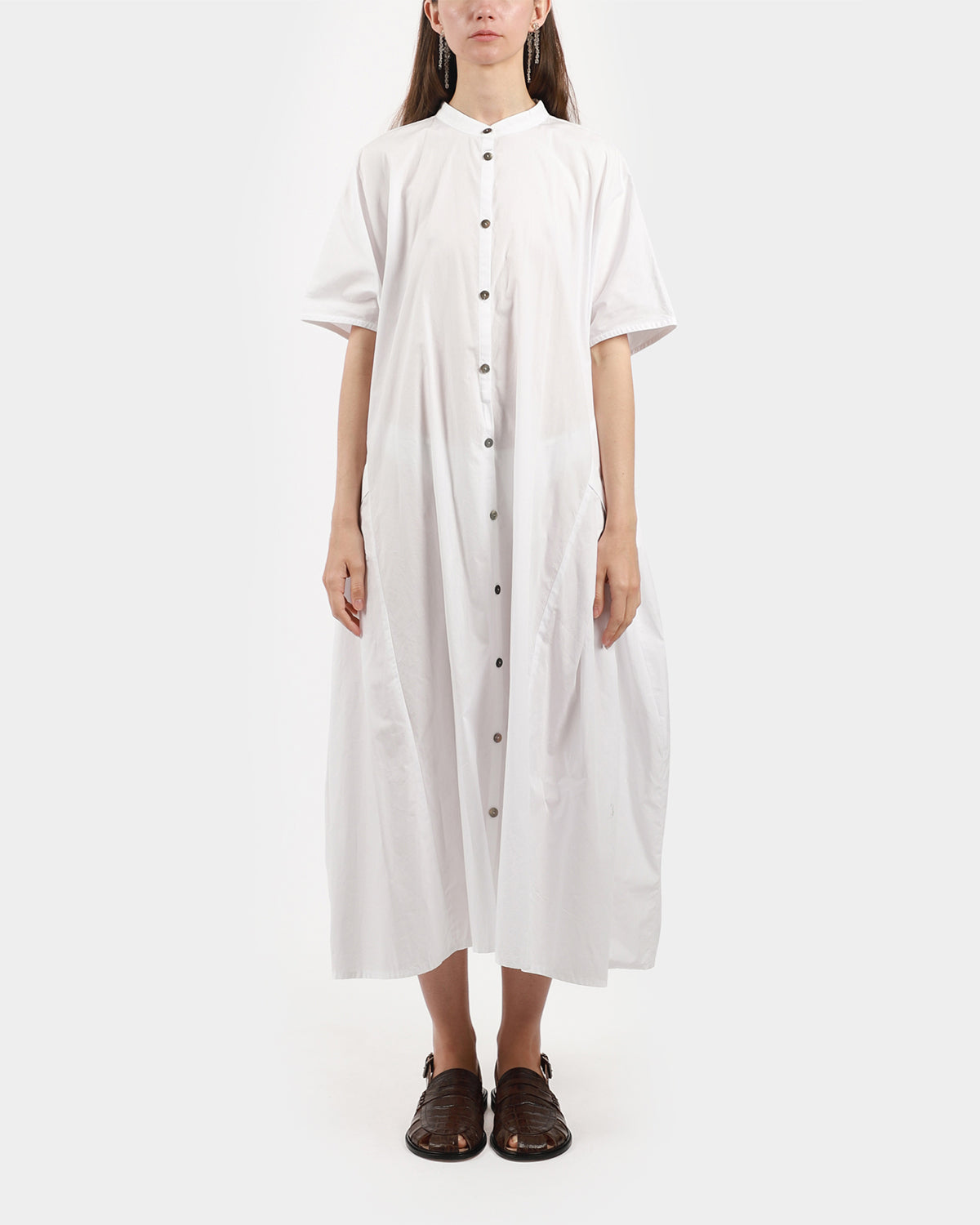 Side Pleat Button-Up Dress