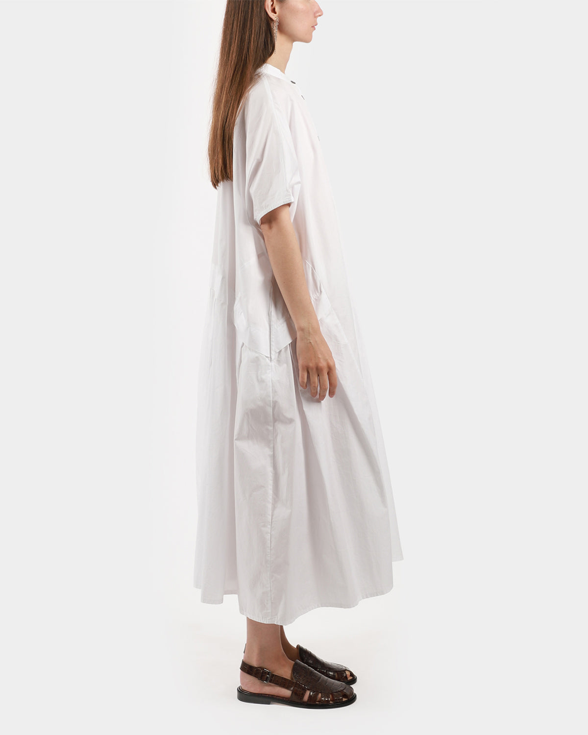 Side Pleat Button-Up Dress