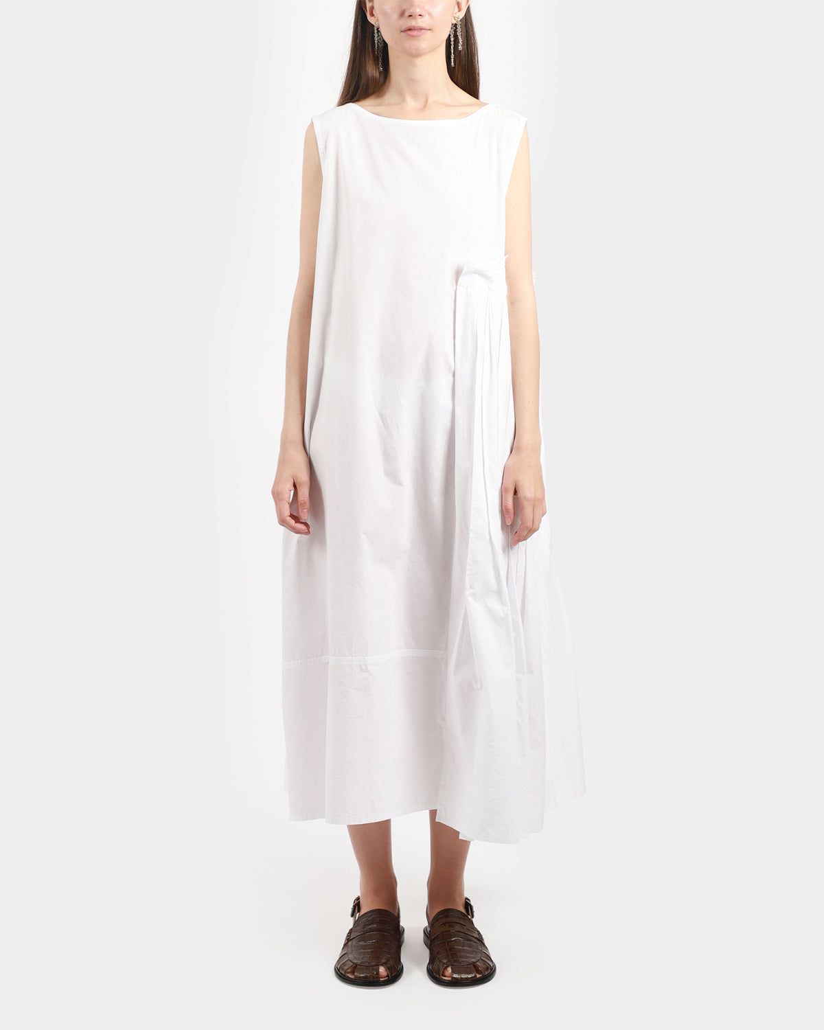 Side Pleat Sleeveless Dress