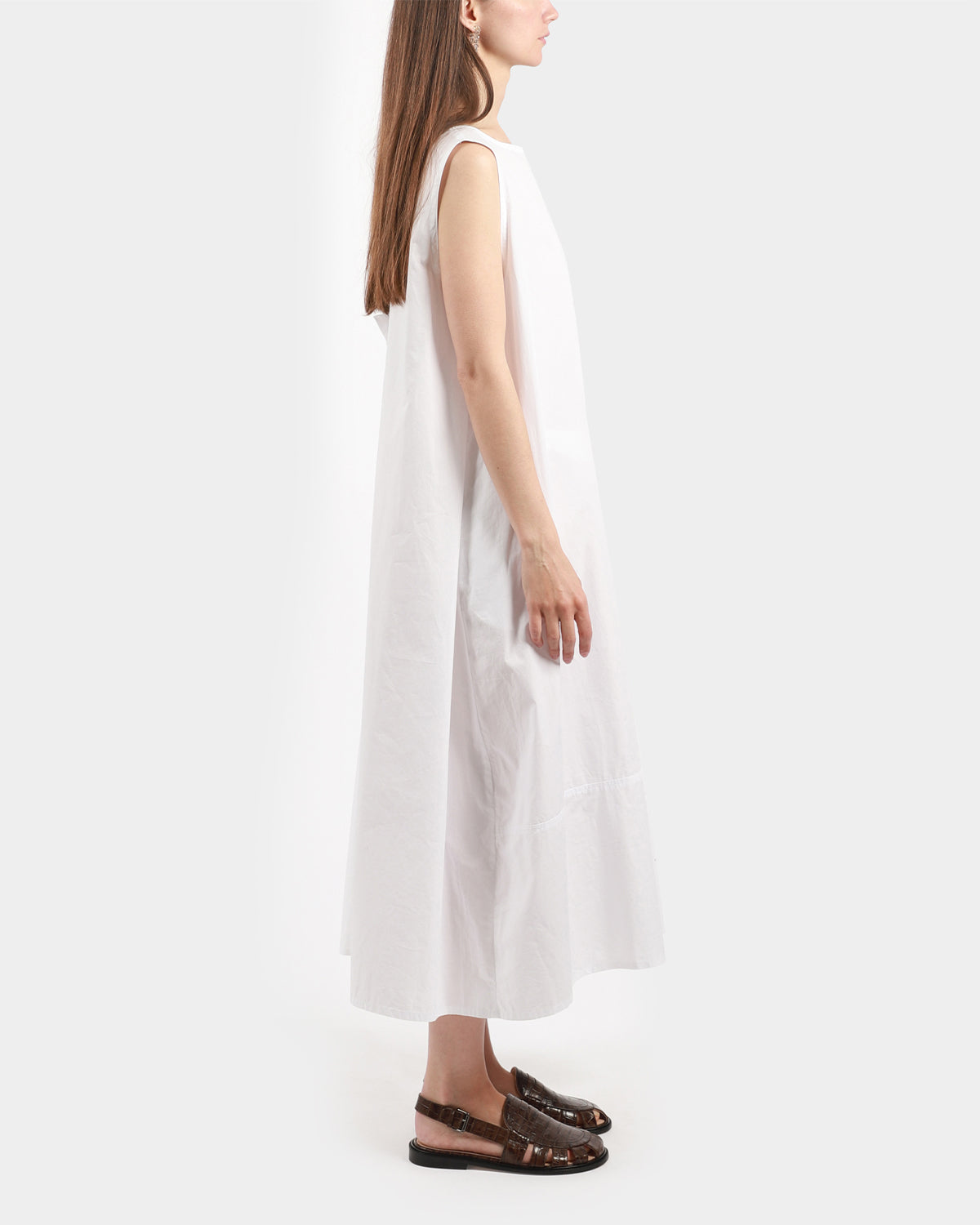 Side Pleat Sleeveless Dress