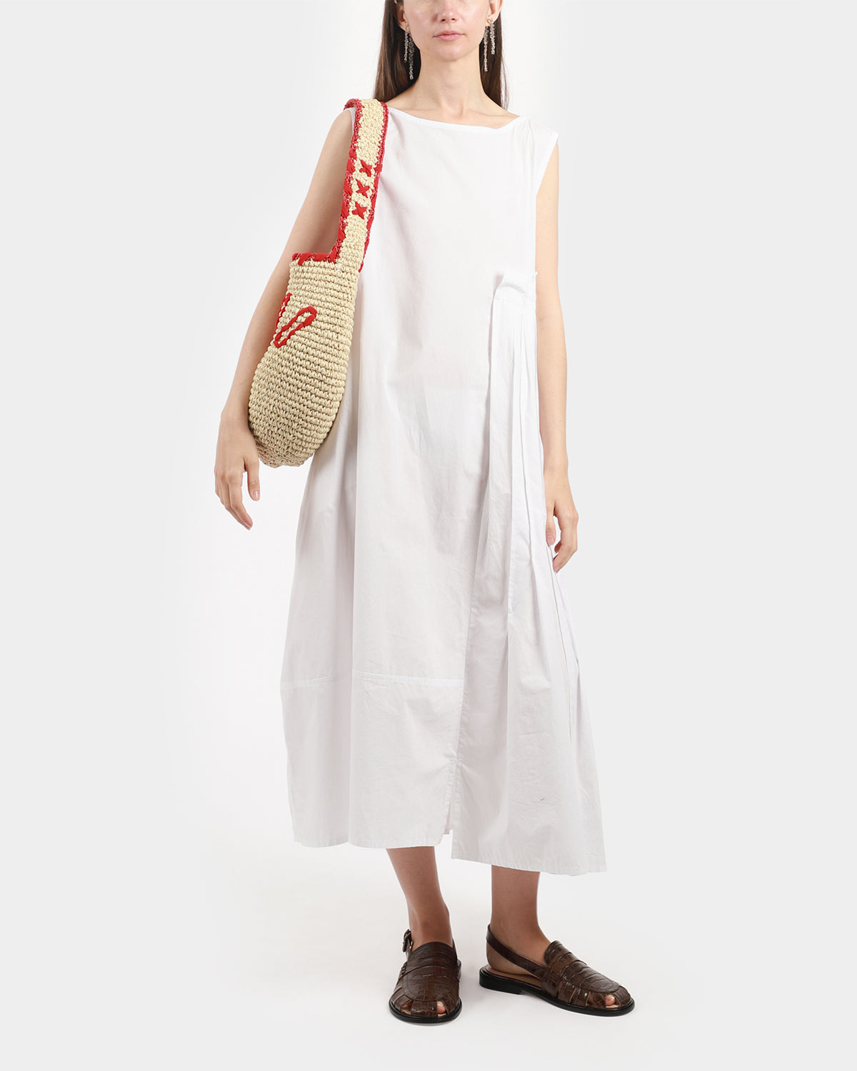 Side Pleat Sleeveless Dress