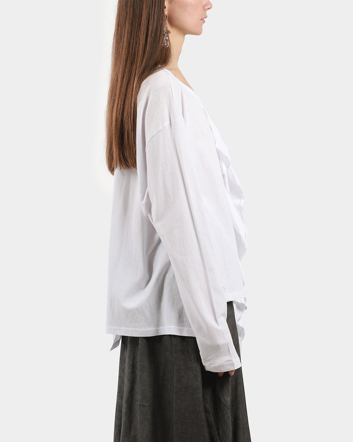 White Ruffle Detail Blouse