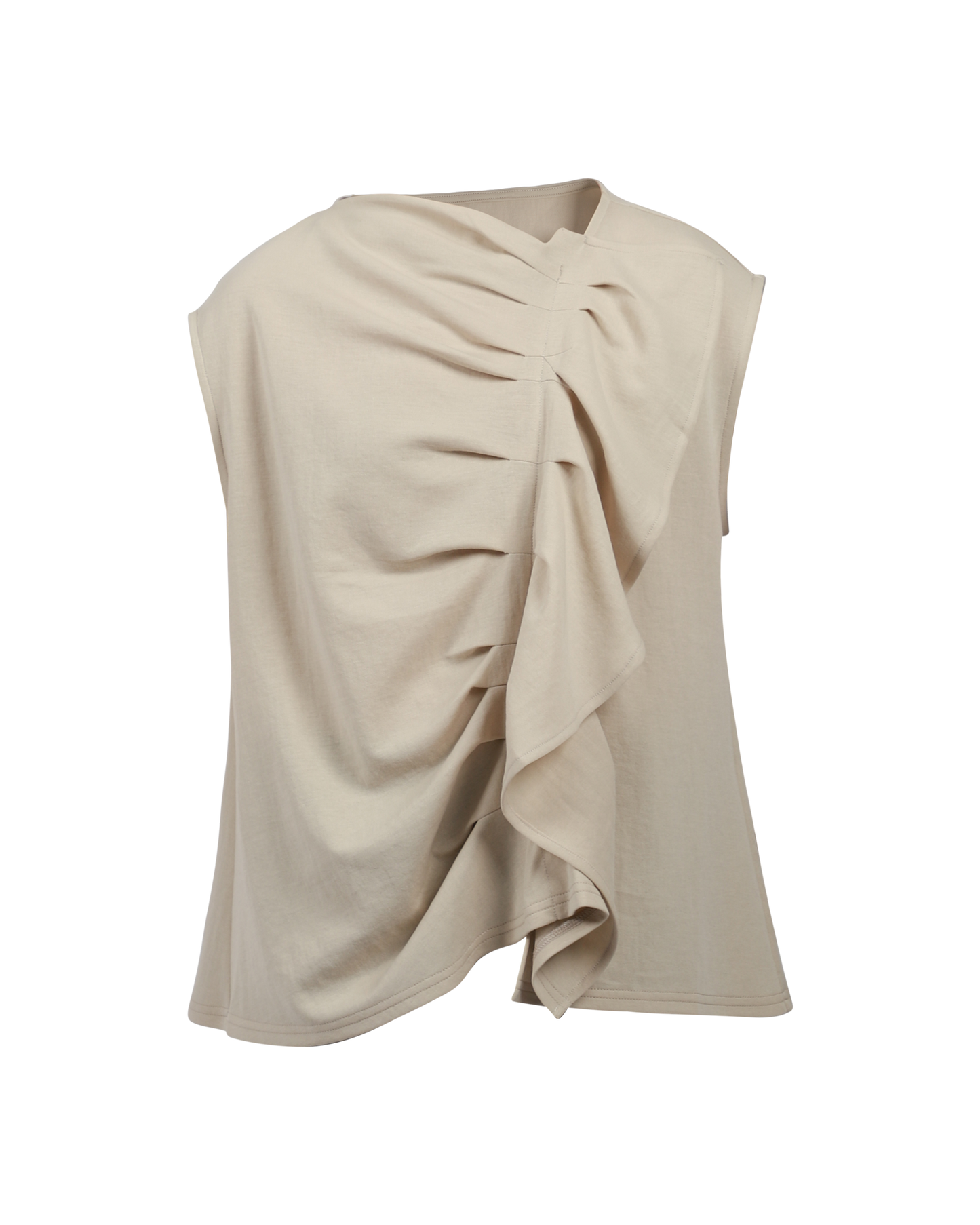 Sand Sleeveless Pleat Blouse