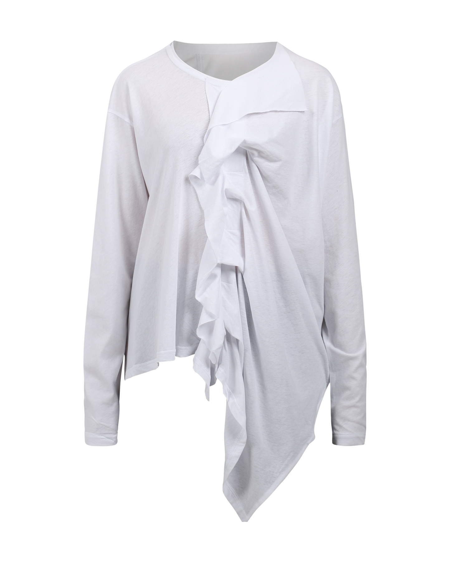 White Ruffle Detail Blouse