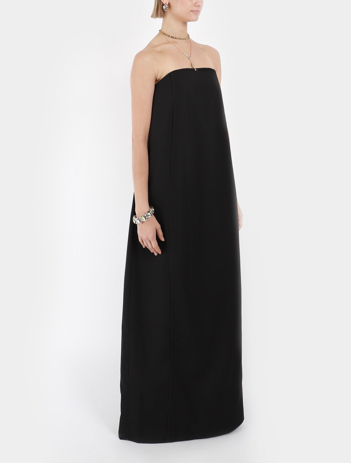 Stripped Strapless Gown