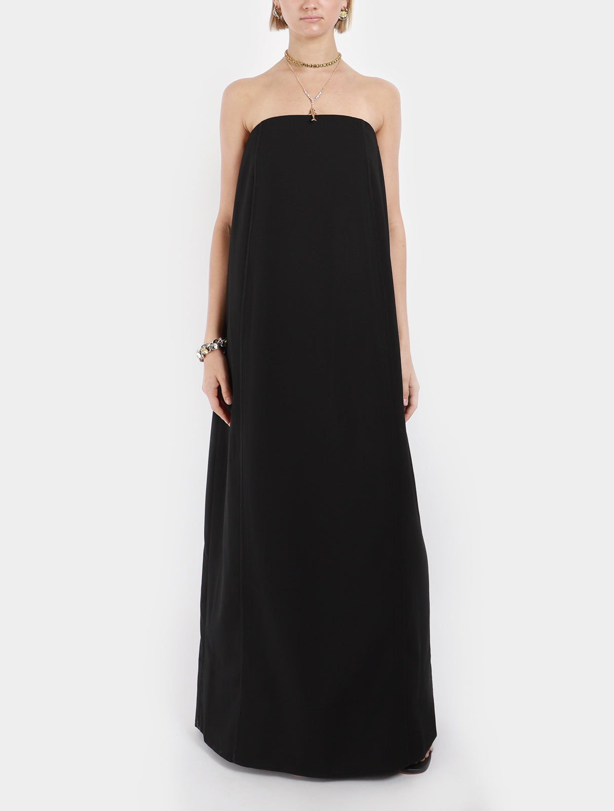 Stripped Strapless Gown