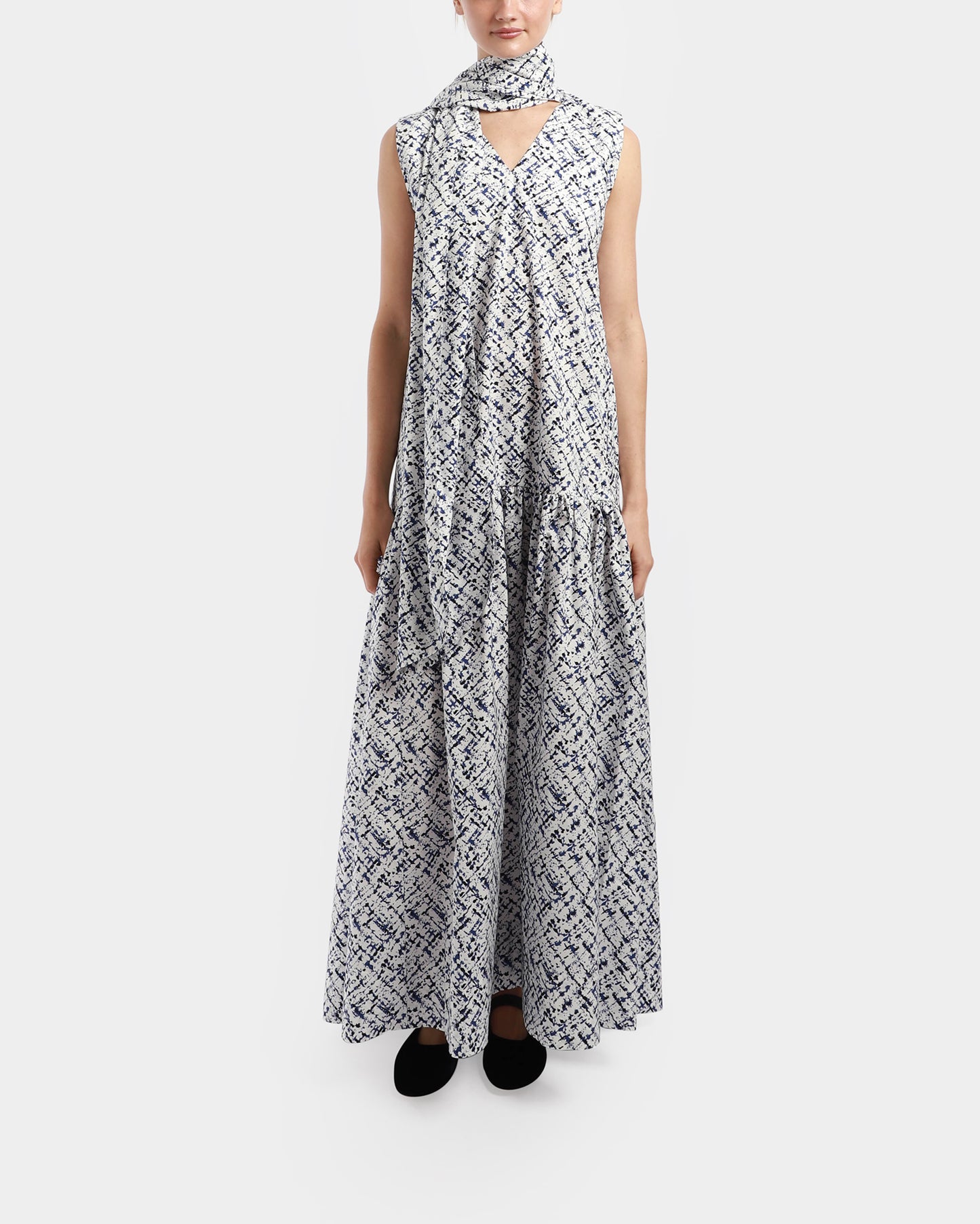 Neck Tie Long Dress