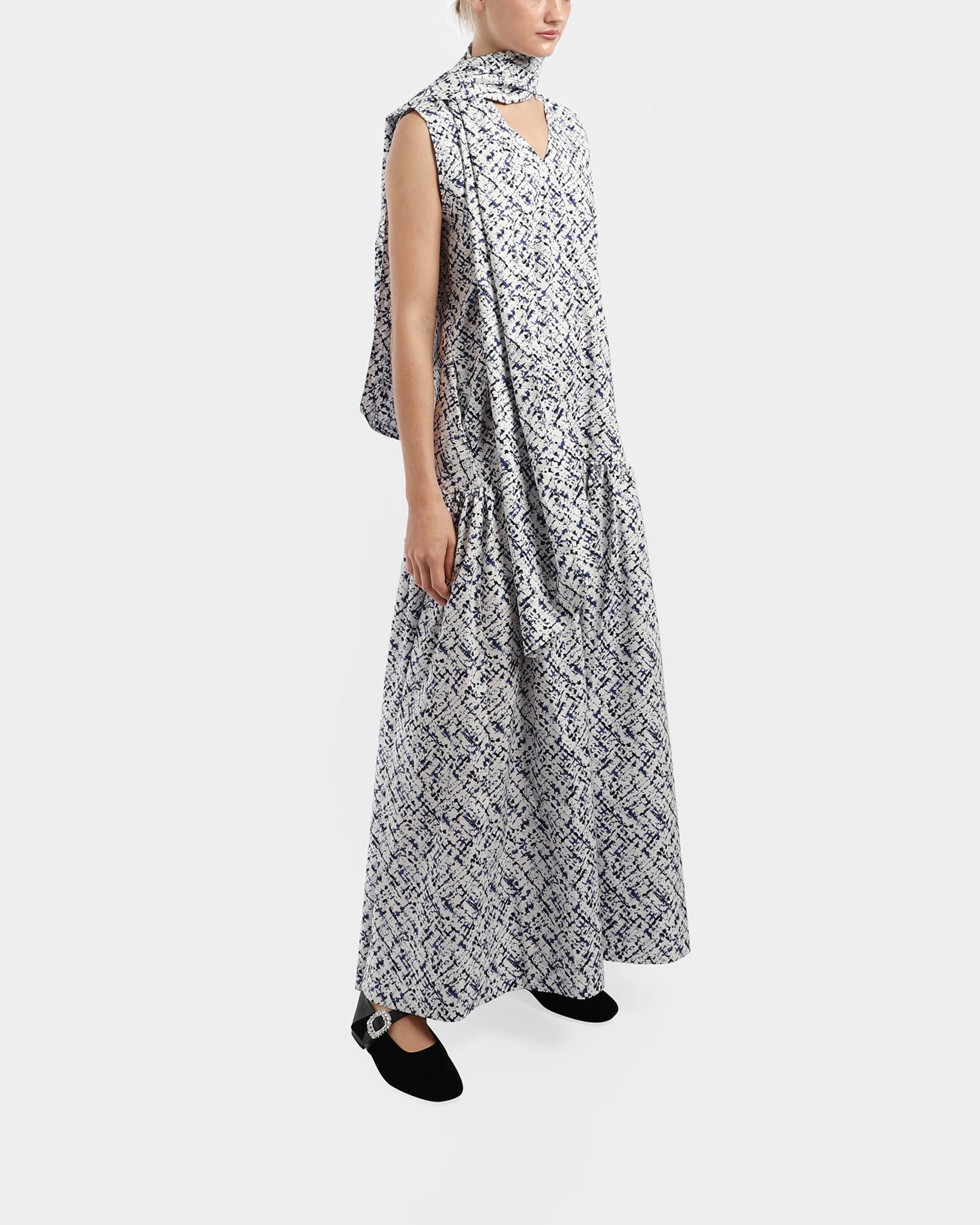 Neck Tie Long Dress