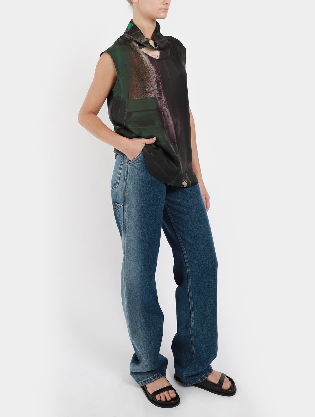 Funnel Neck Silk Shell