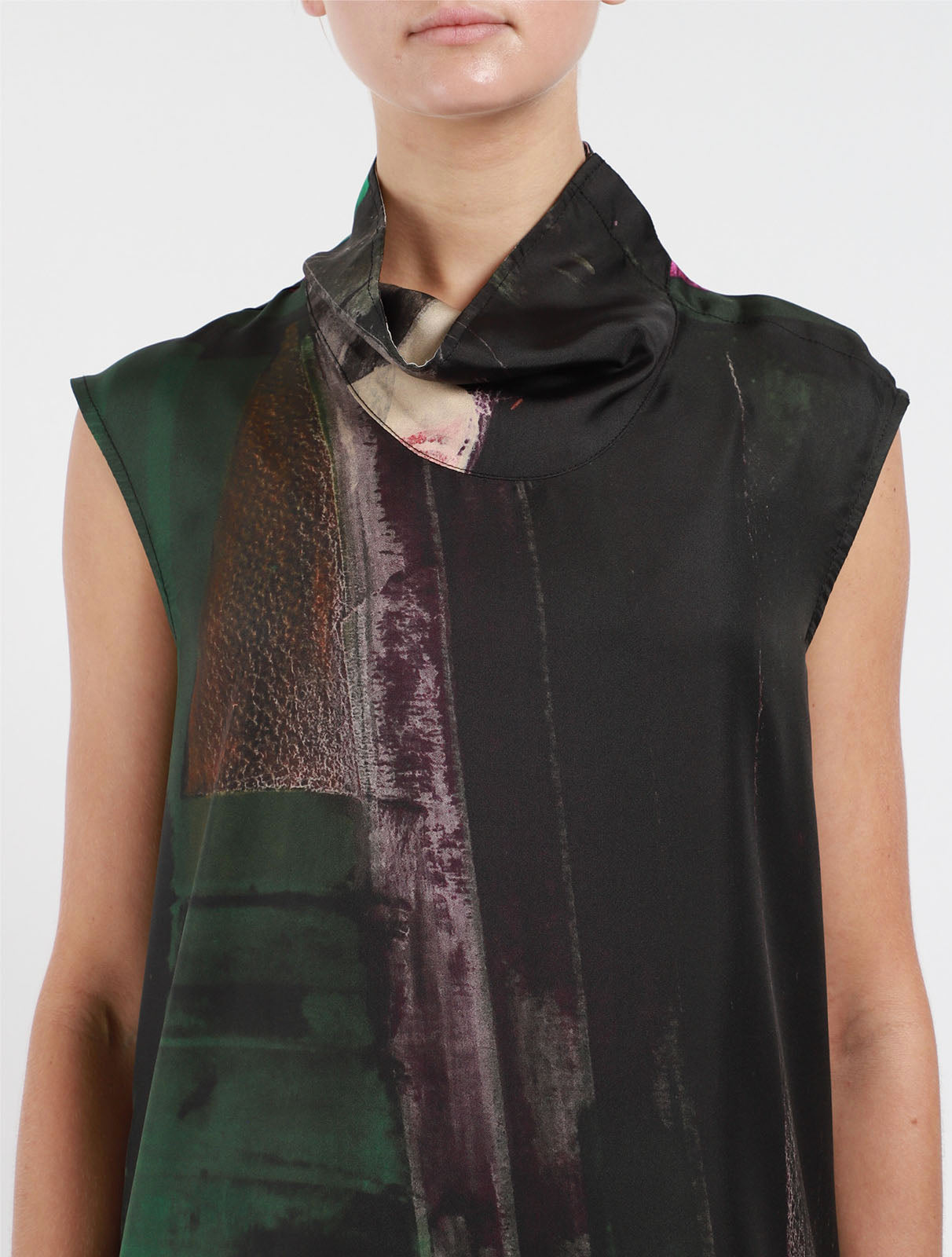 Funnel Neck Silk Shell