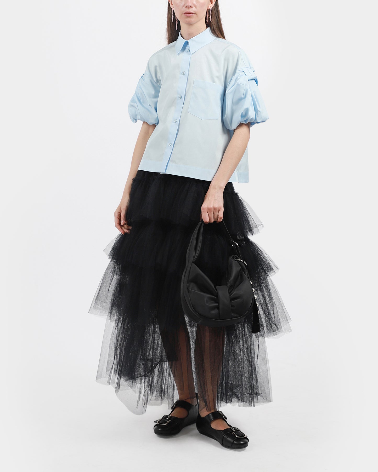 Cropped Puff Bow Sleeve
