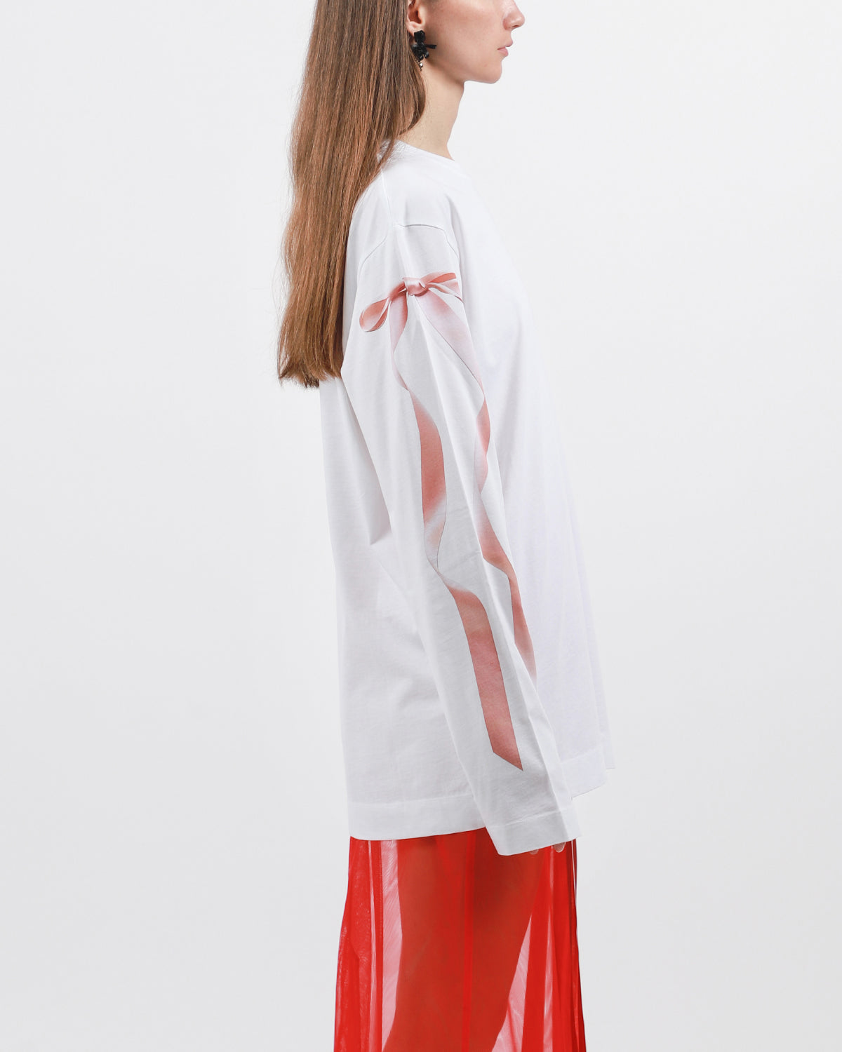 Ribbon Print Long Sleeve T-Shirt