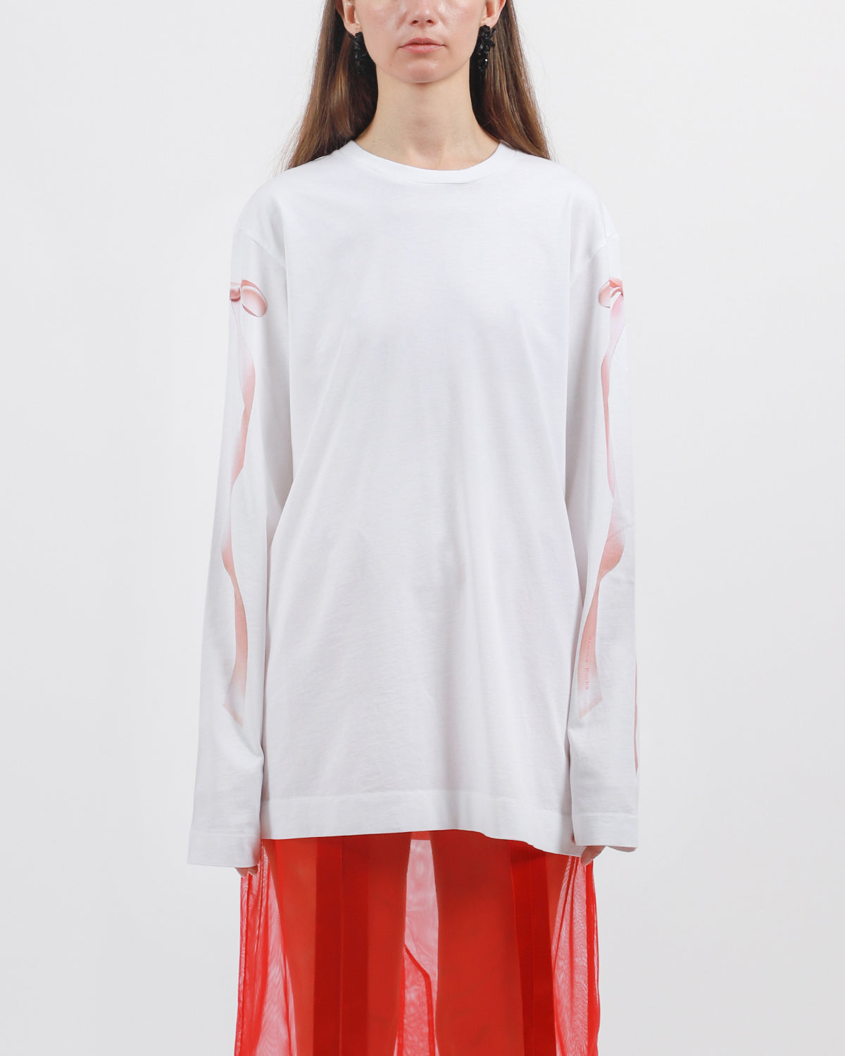 Ribbon Print Long Sleeve T-Shirt