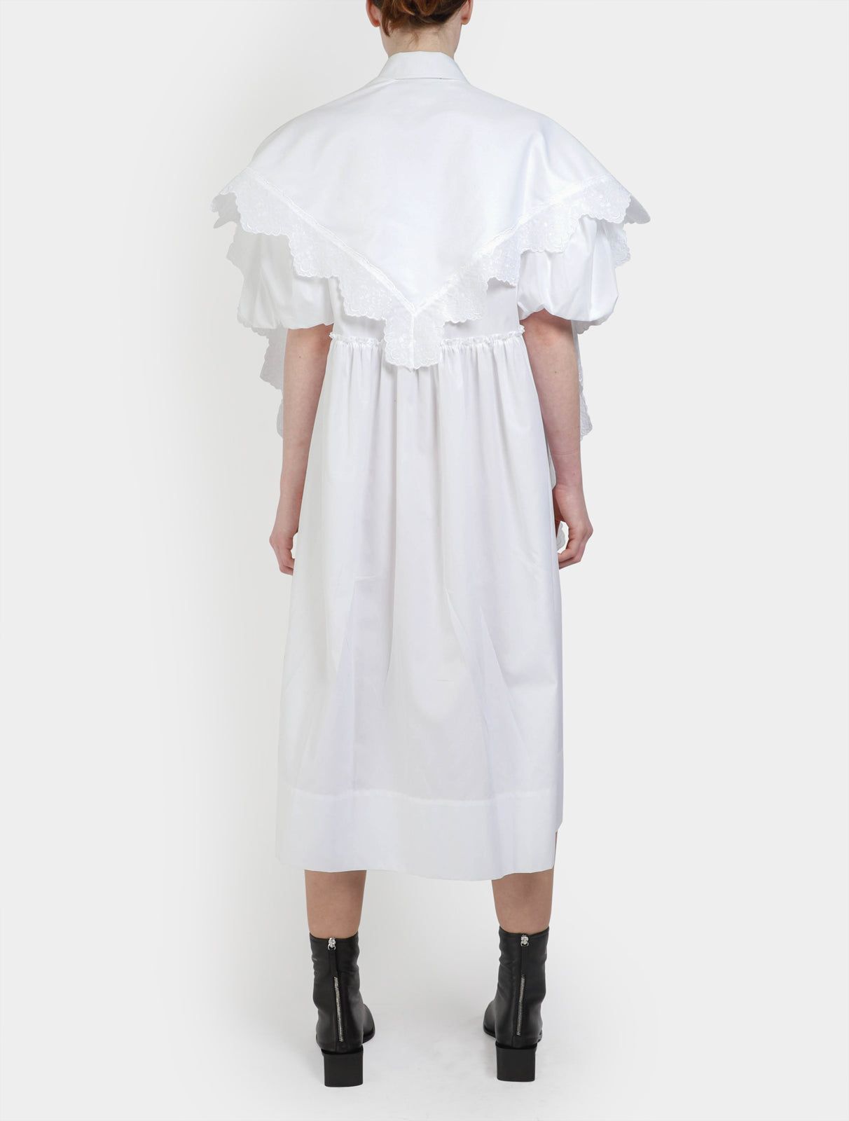 Pointed Collar Shirt Dress With Trim