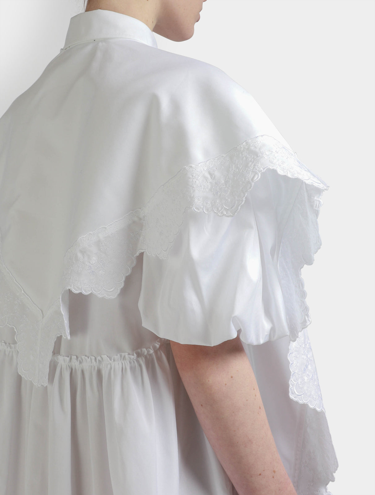 Pointed Collar Shirt Dress With Trim