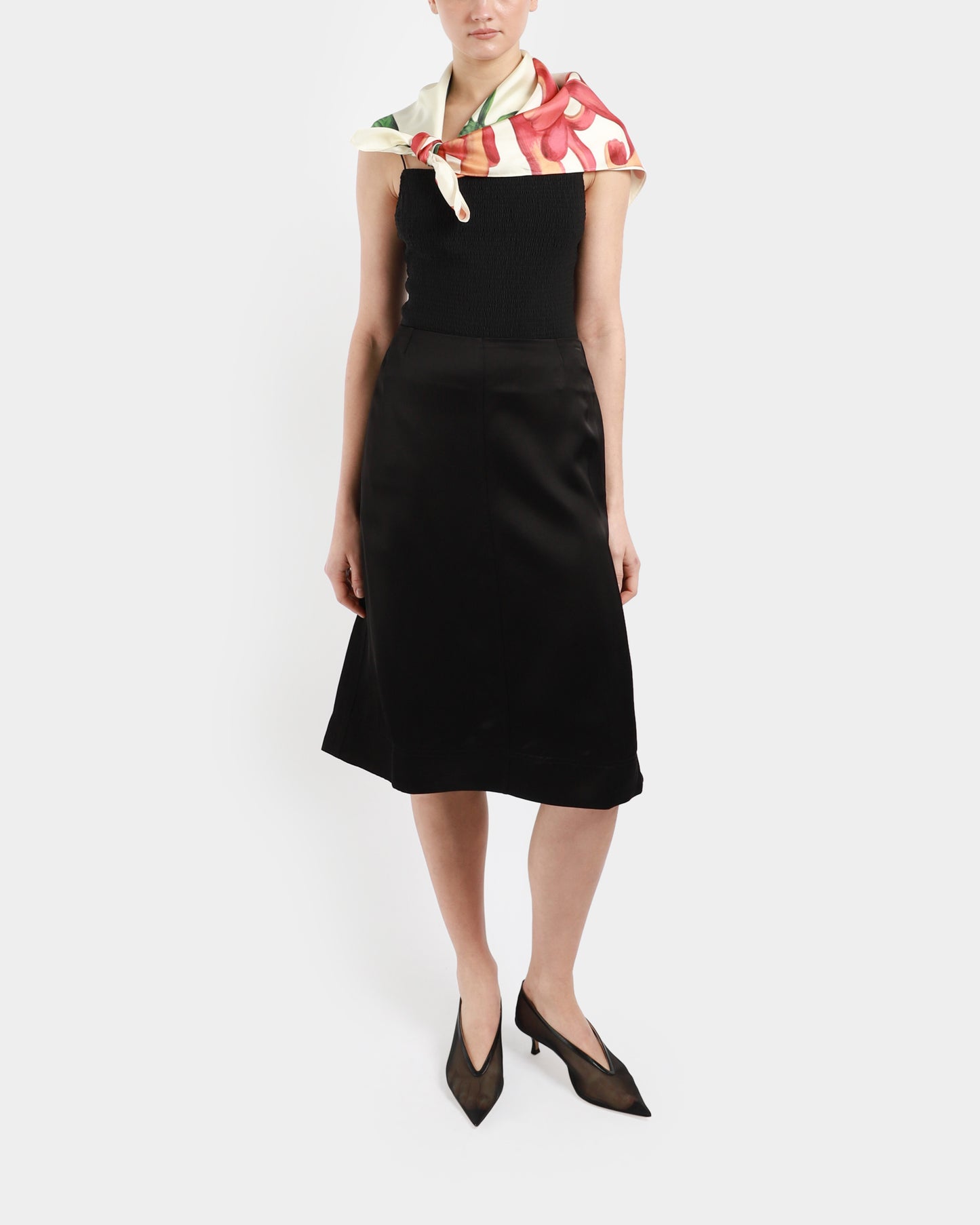 Paneled Satin Skirt