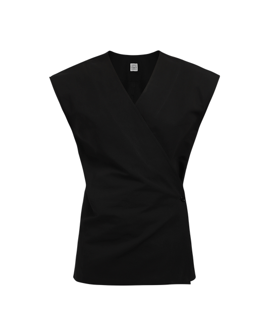 Short-Sleeve Wrap Blouse