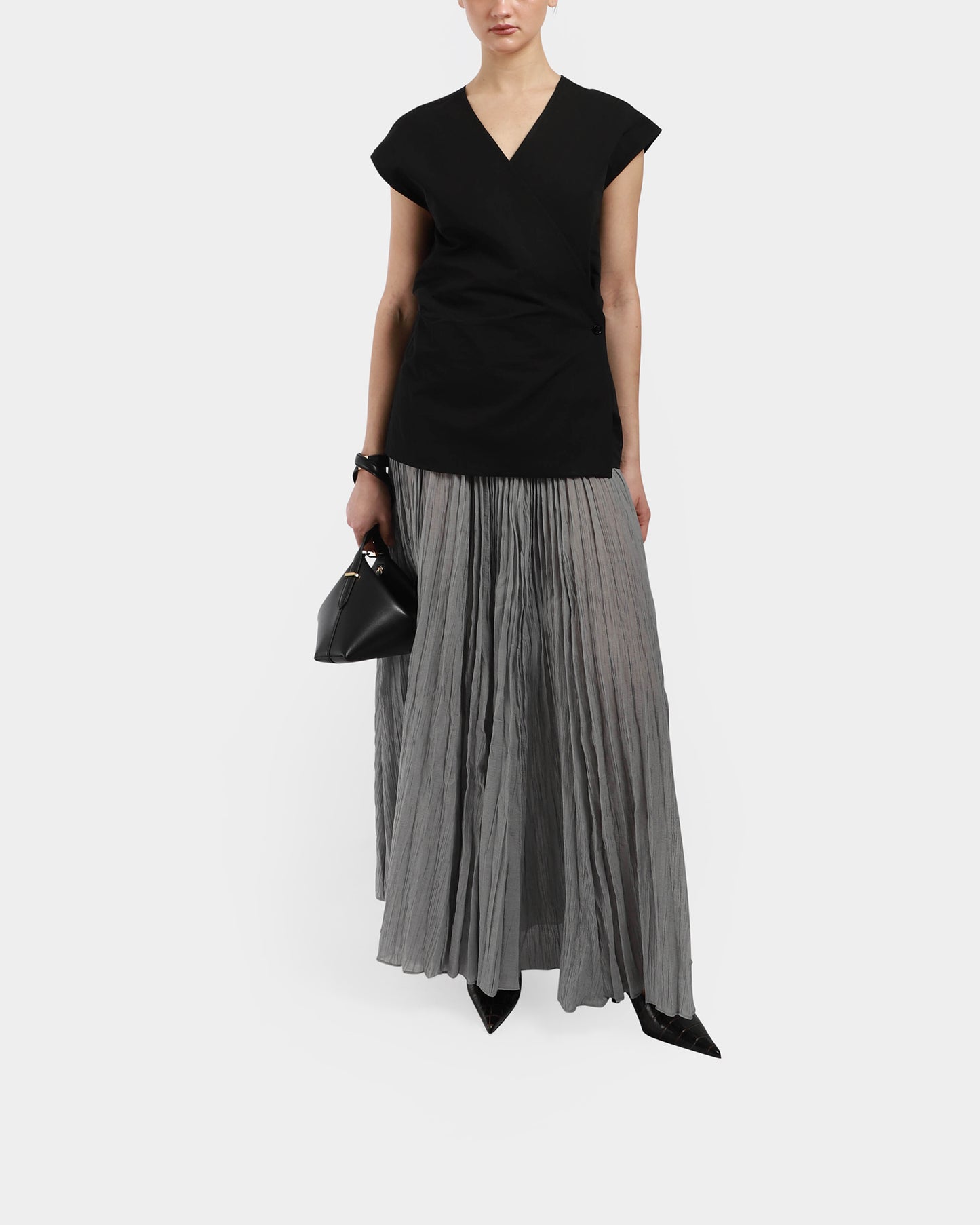 Short-Sleeve Wrap Blouse
