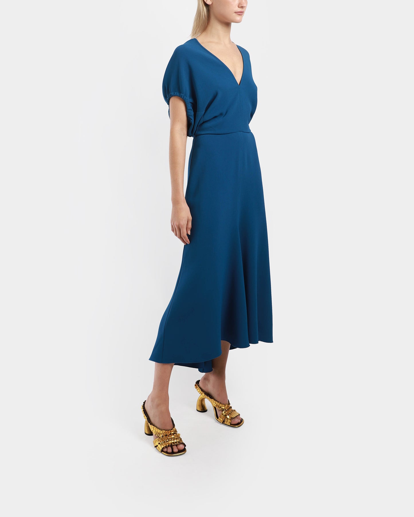Blouson Detail Midi Dress