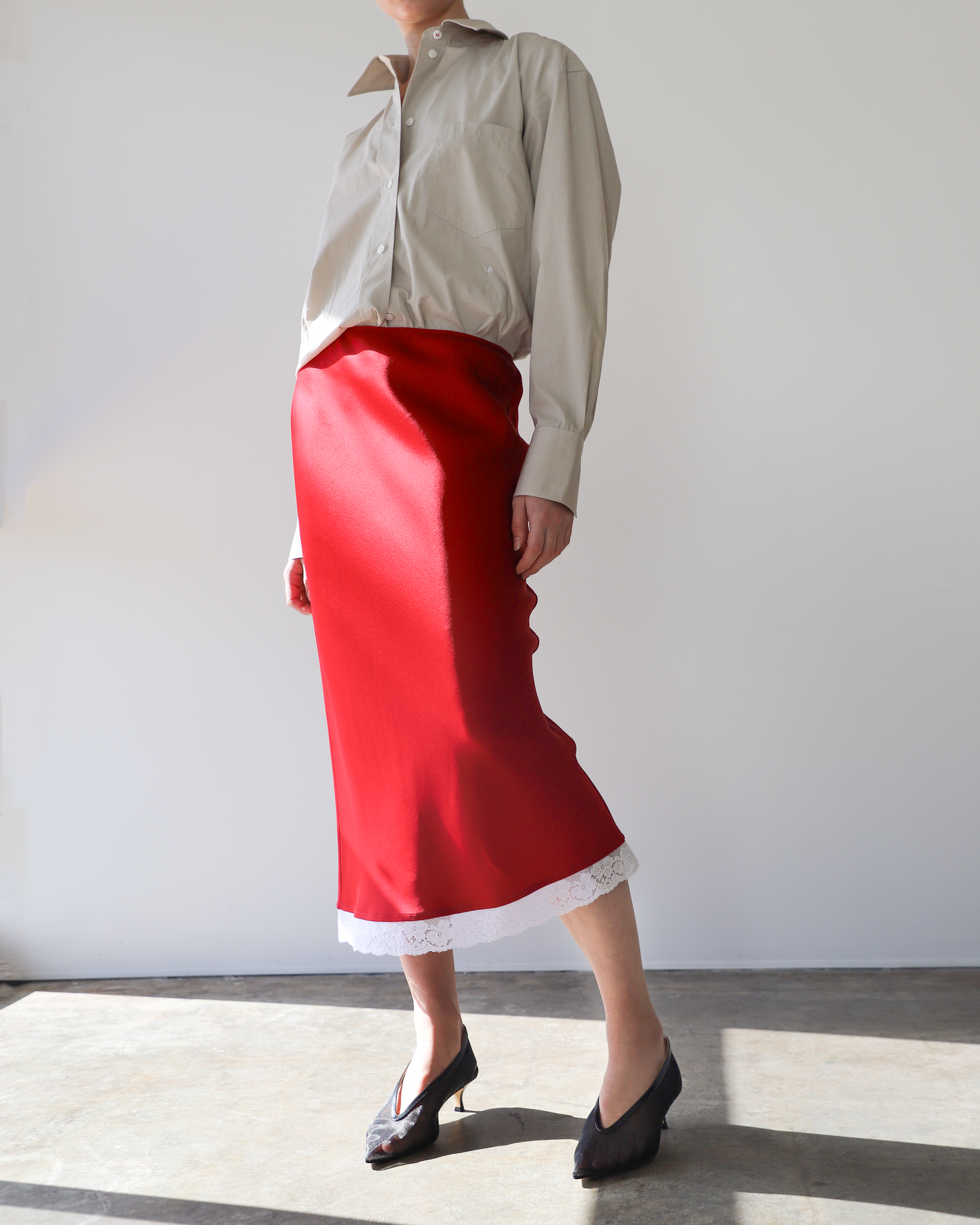 Lace Trim Slip Skirt