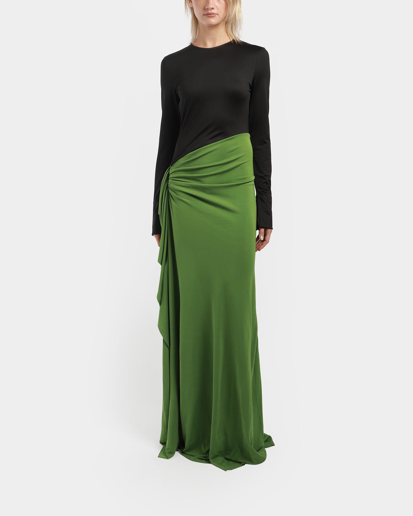 Long Sleeve Ruched Gown