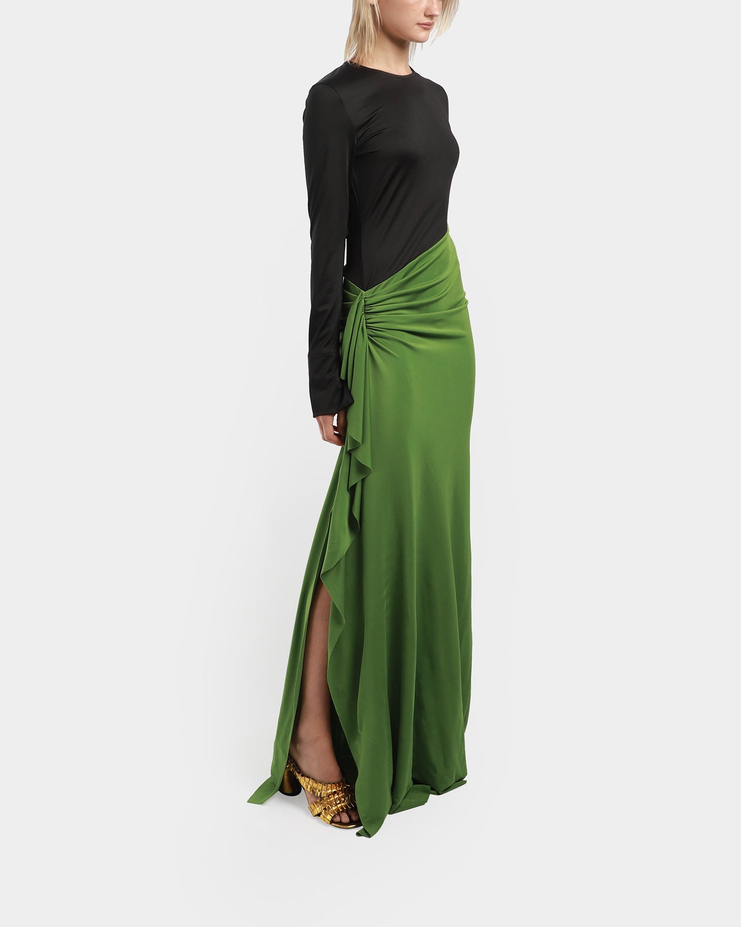 Long Sleeve Ruched Gown