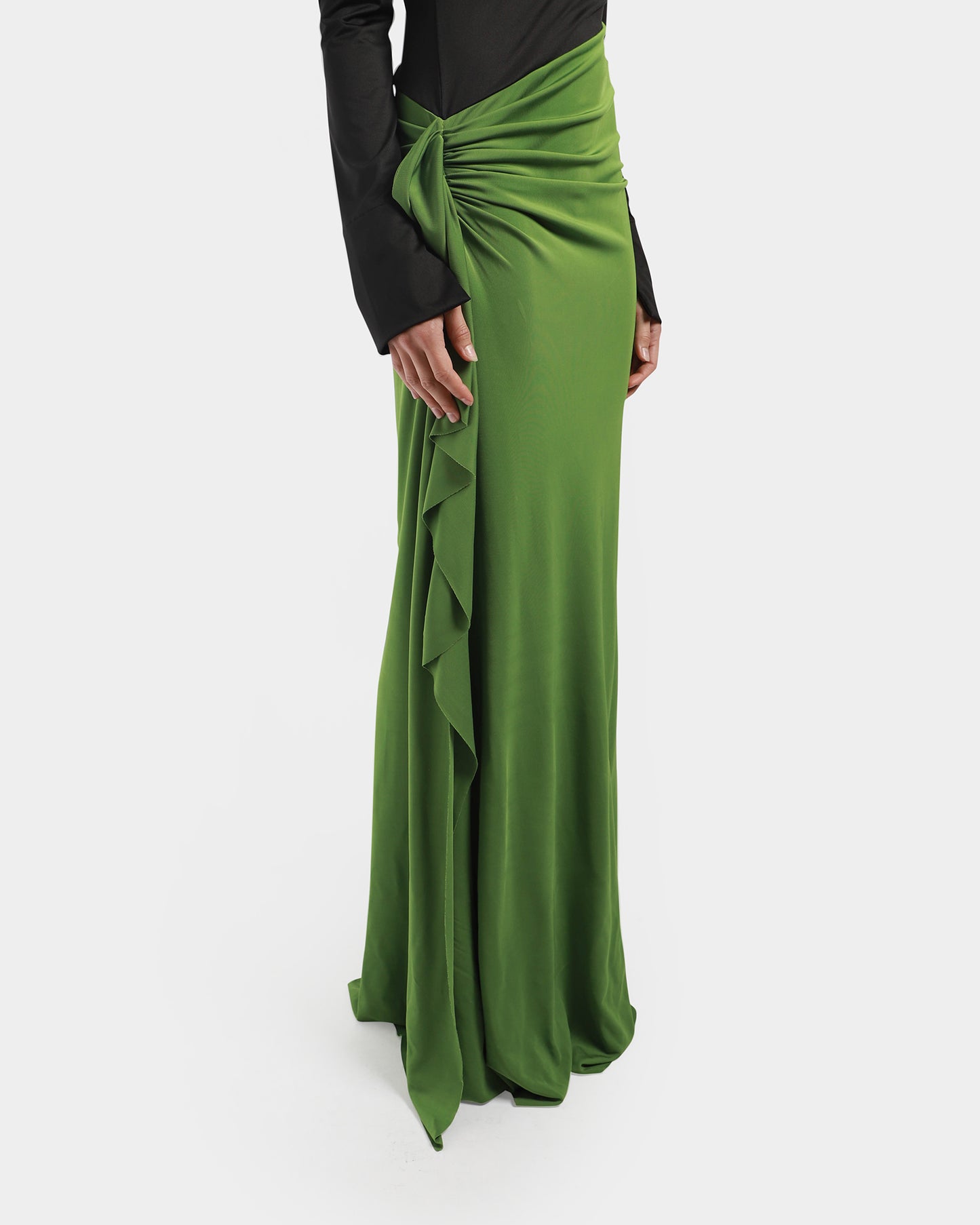 Long Sleeve Ruched Gown