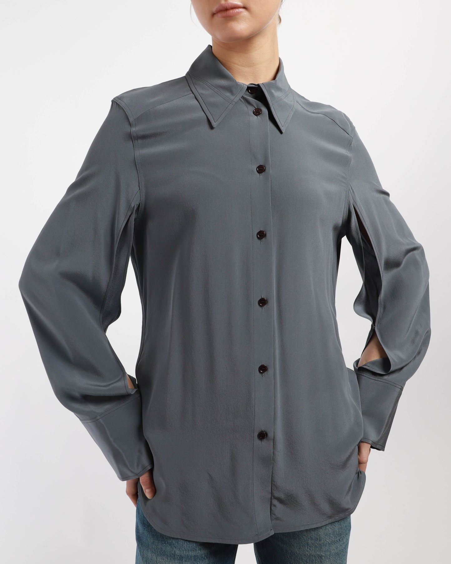 Split Sleeve Fitted Shirt