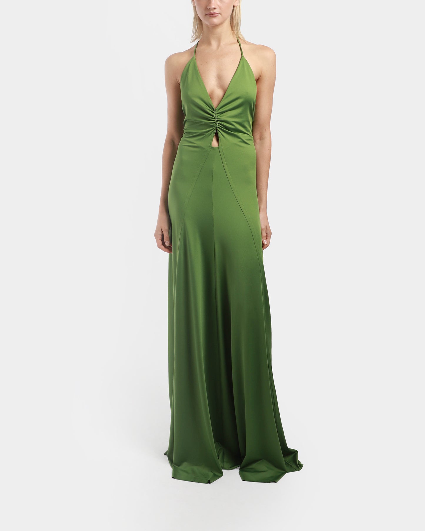 V-Neck Ruched Cami Gown