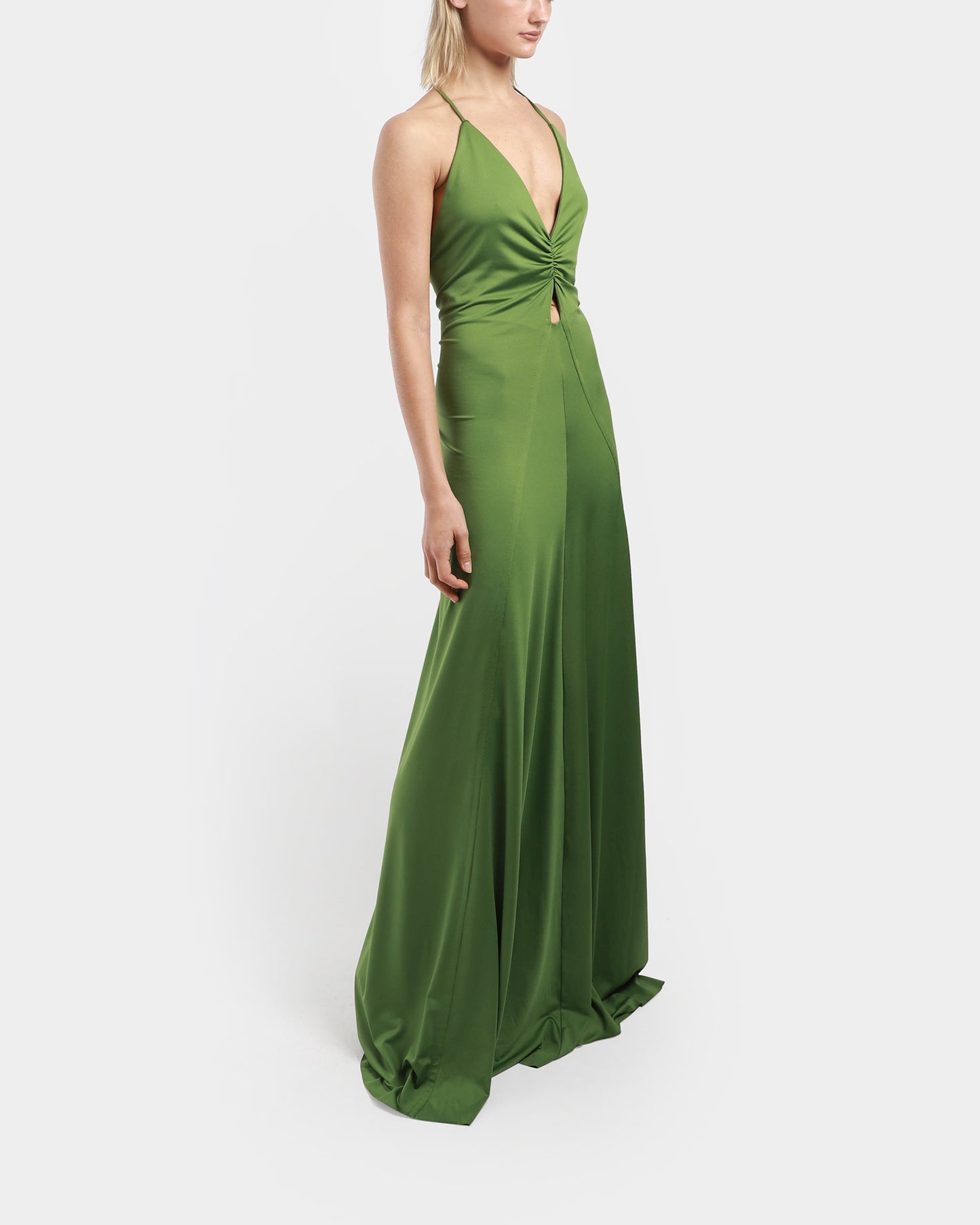 V-Neck Ruched Cami Gown
