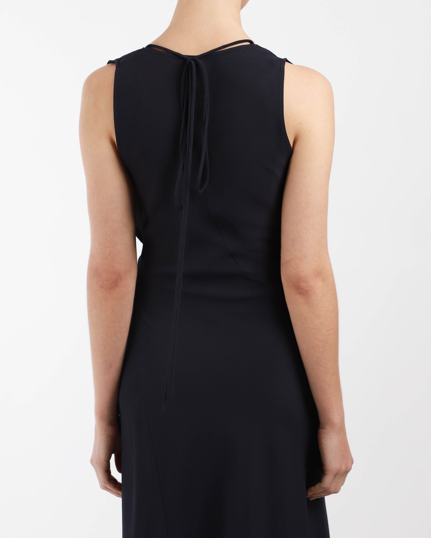 Tie Neck Draped Midi Dress