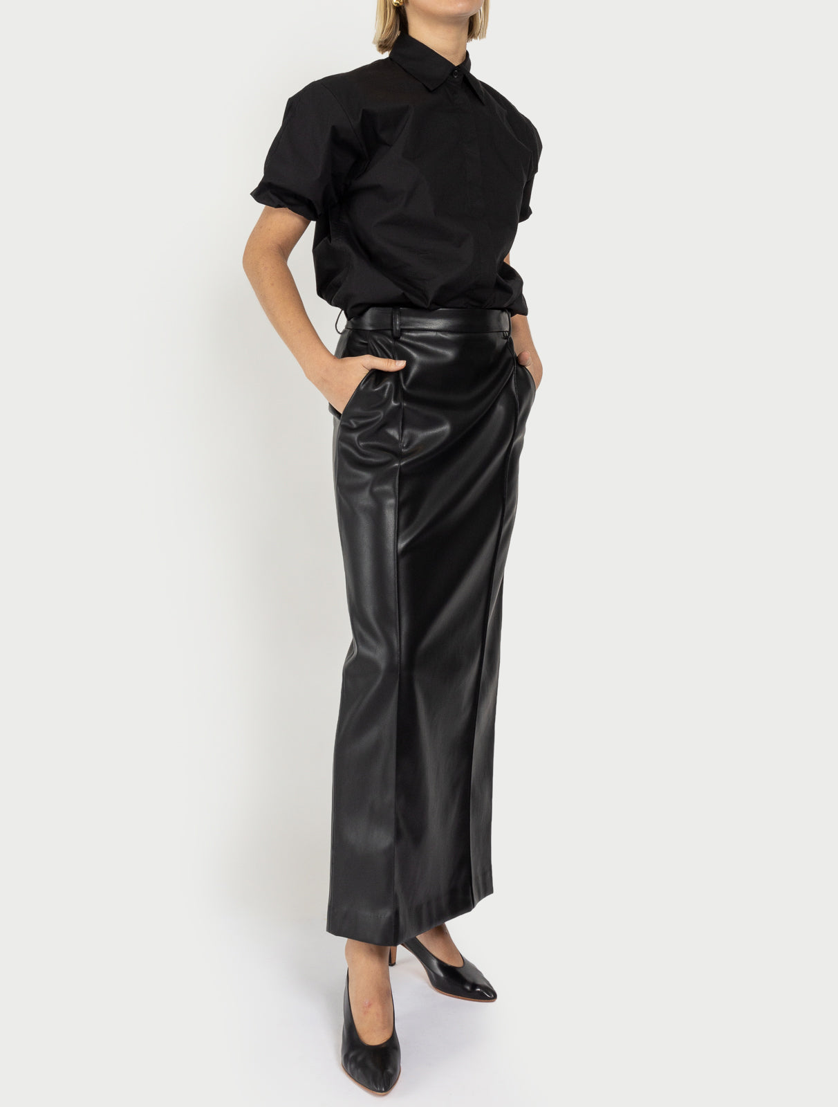 Classico Leather Midi Skirt