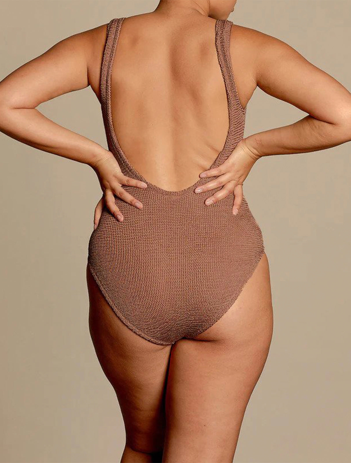 Square Neck Metallic Crinkle Swimsuit