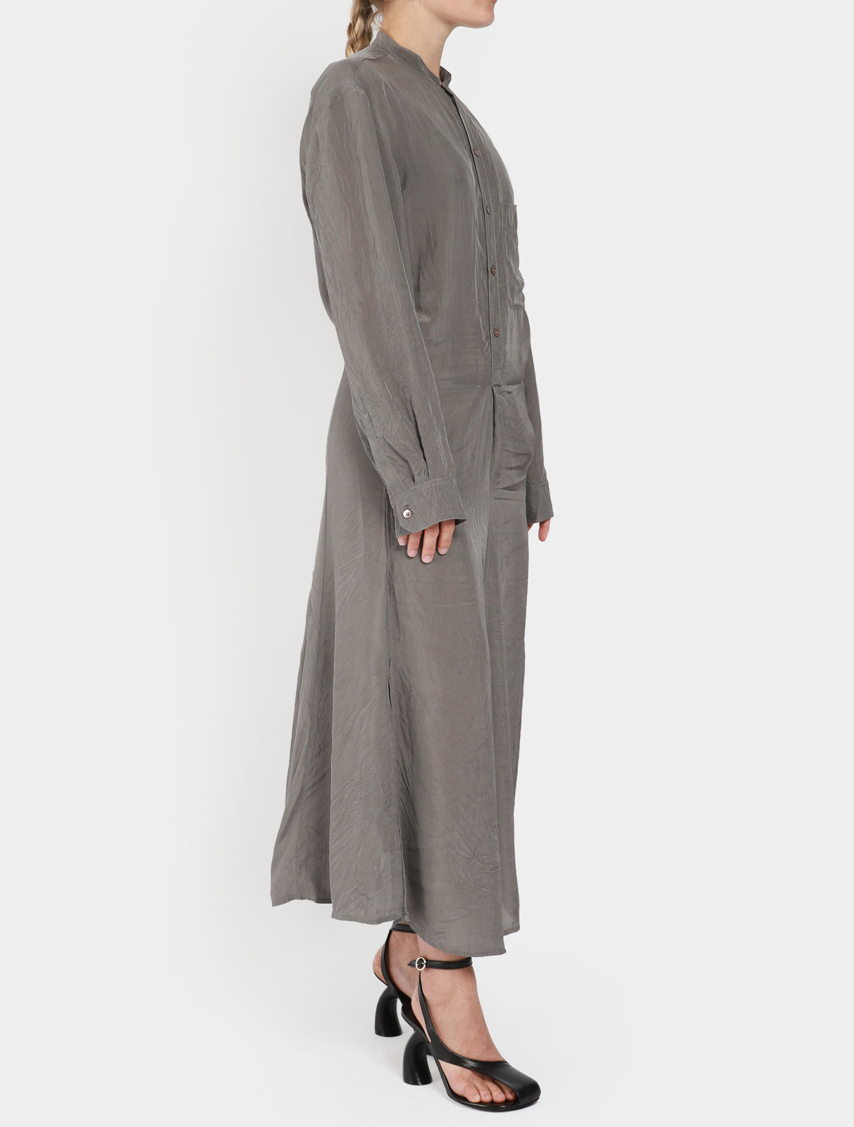 Banded Collar Shirt Dress