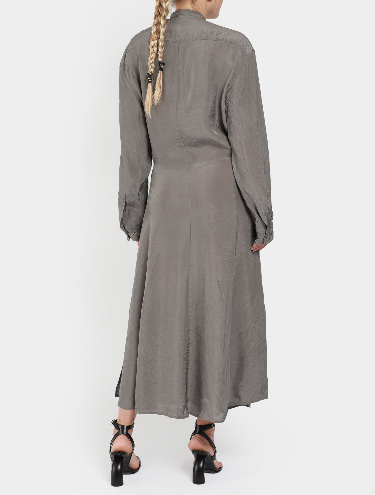 Banded Collar Shirt Dress