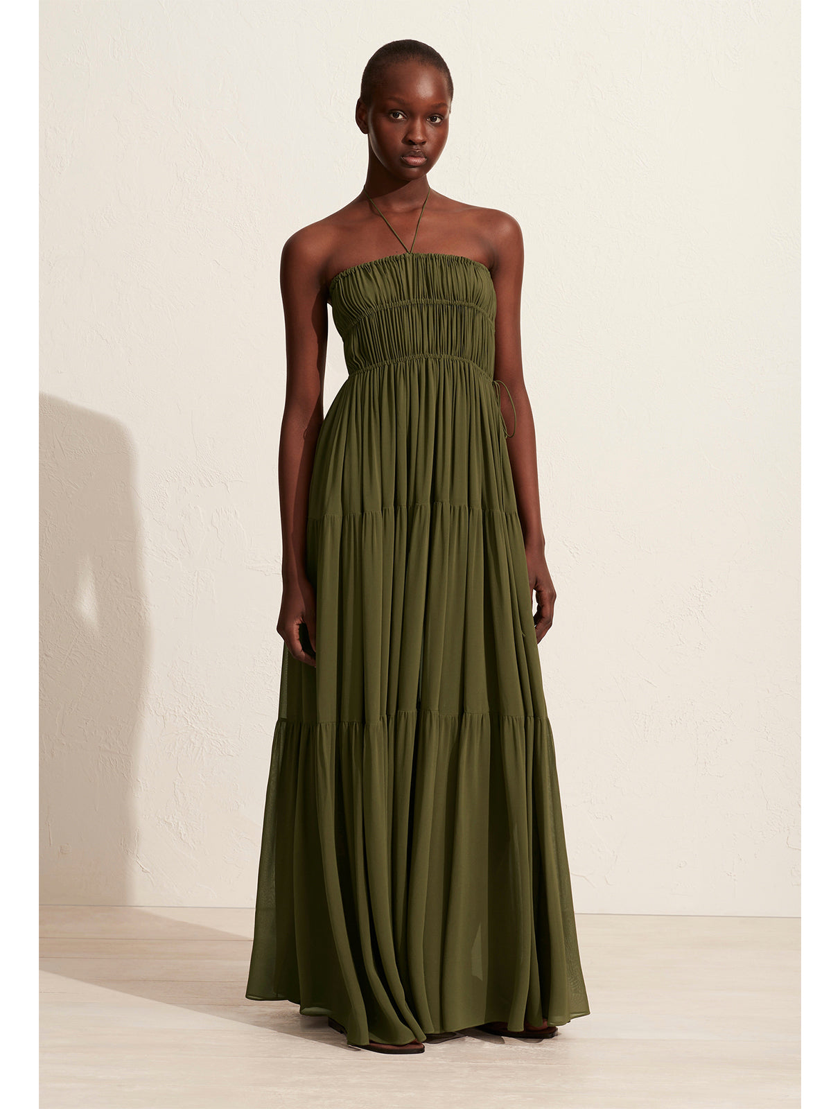 Shirred Halter Dress