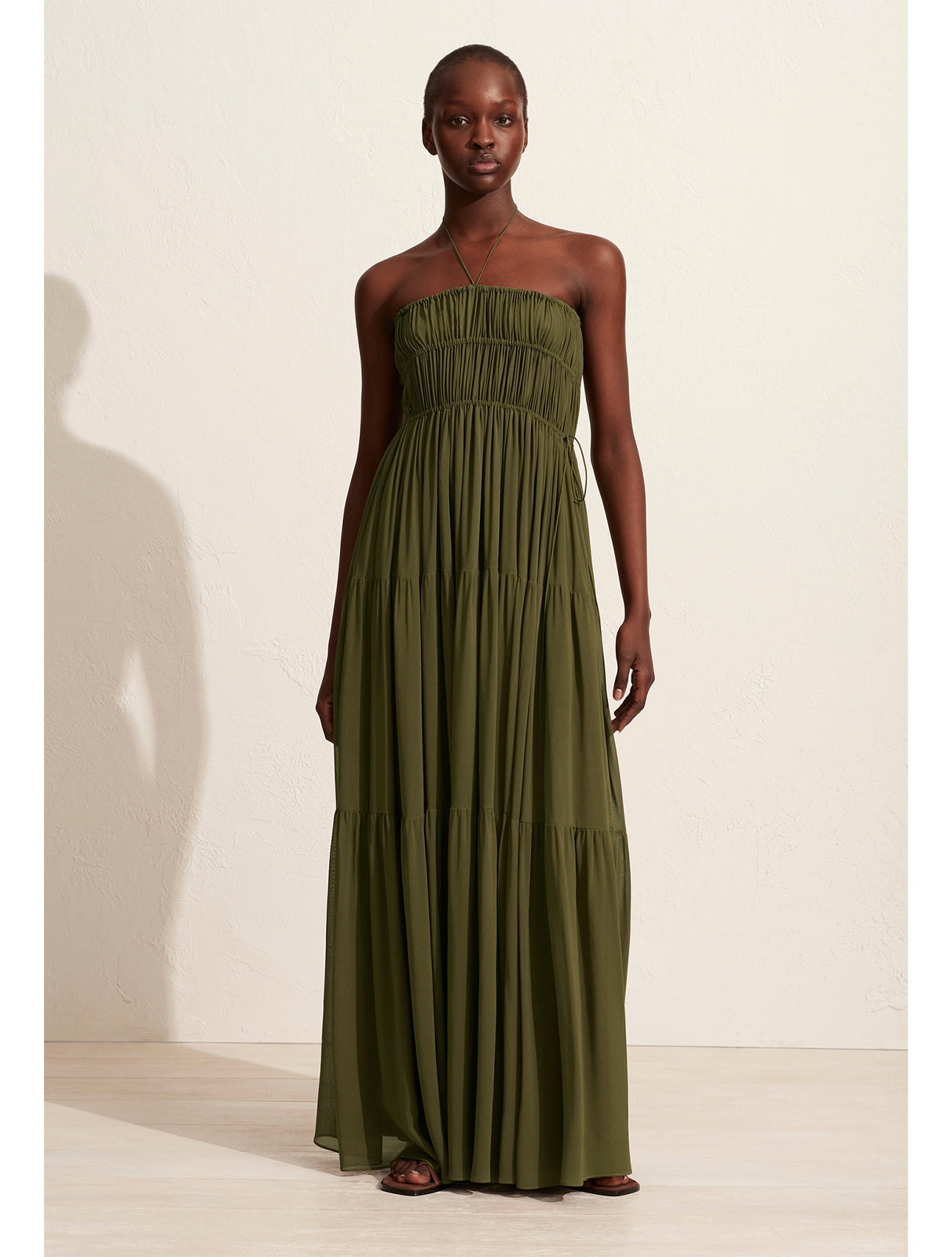 Shirred Halter Dress