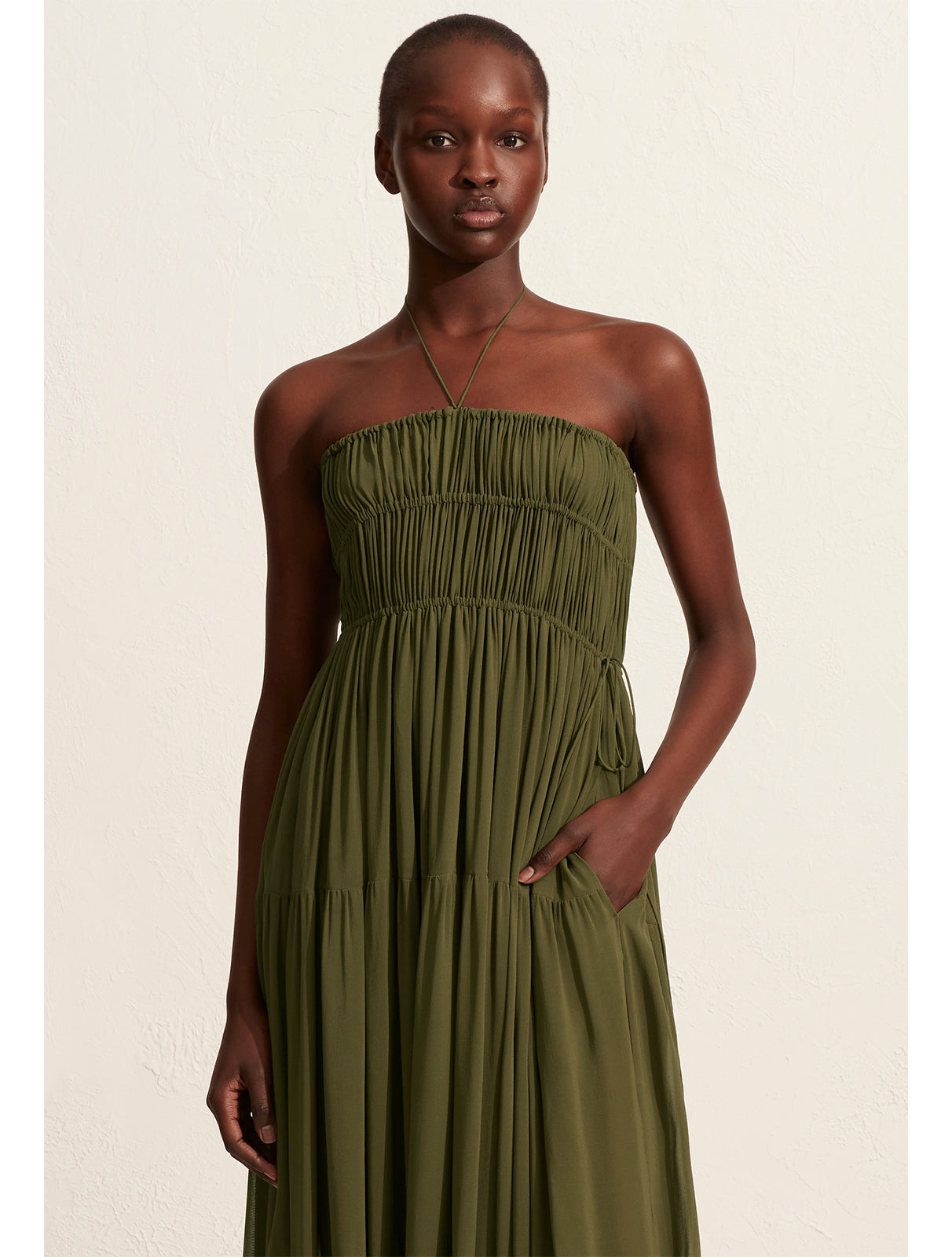 Shirred Halter Dress