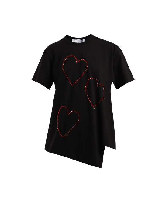 Asymmetric Rhinestone Heart T-Shirt