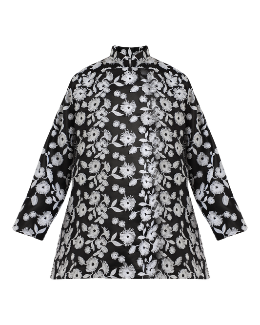 Satin Flower Embroidered Jacket