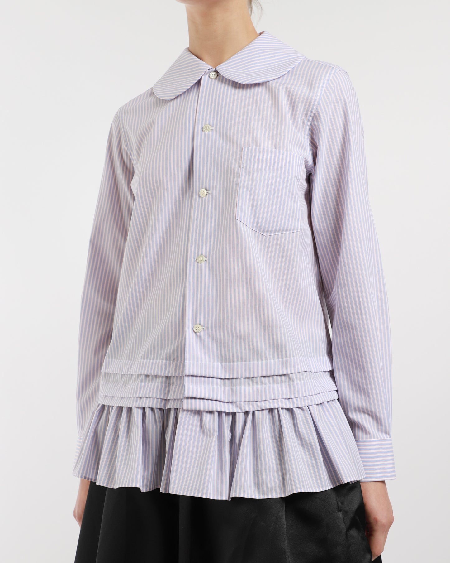 Stripe Frill Hem Blouse