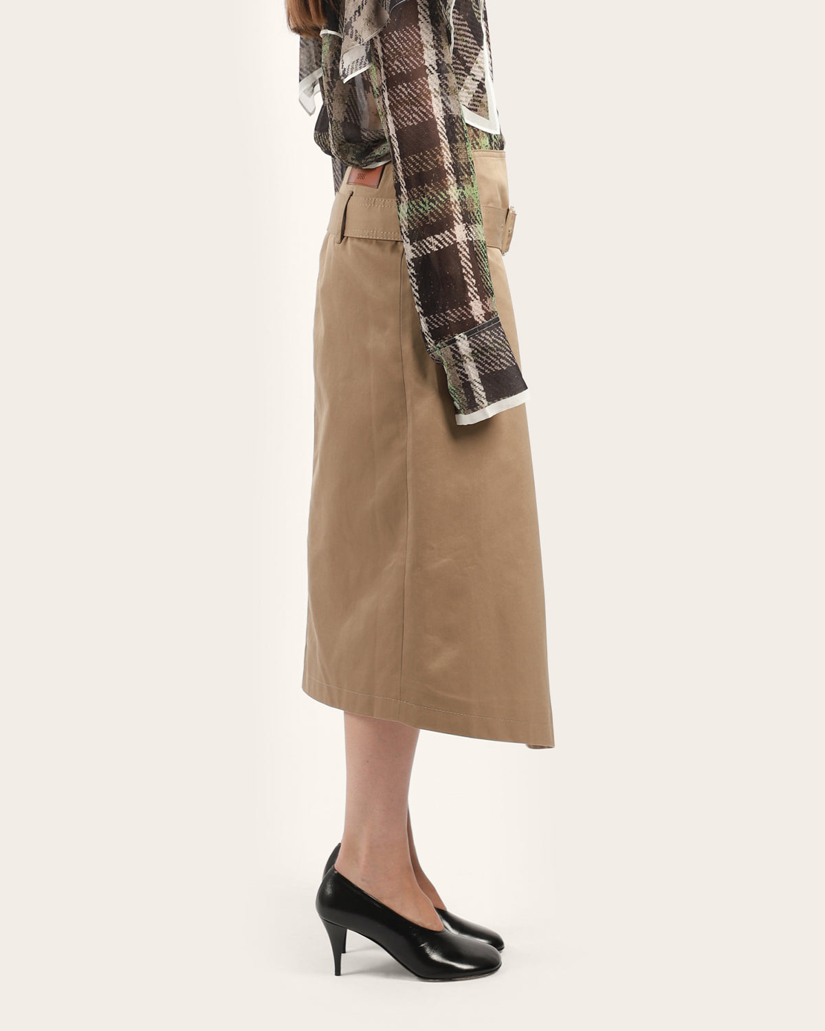 Belted Twill Skirt