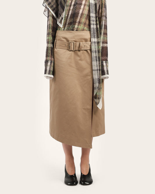 Belted Twill Skirt