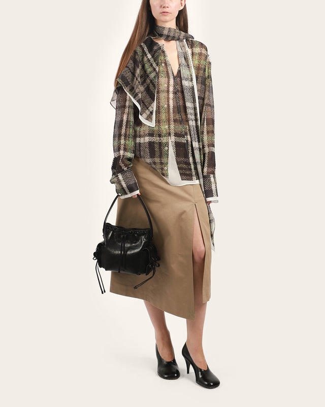 Belted Twill Skirt