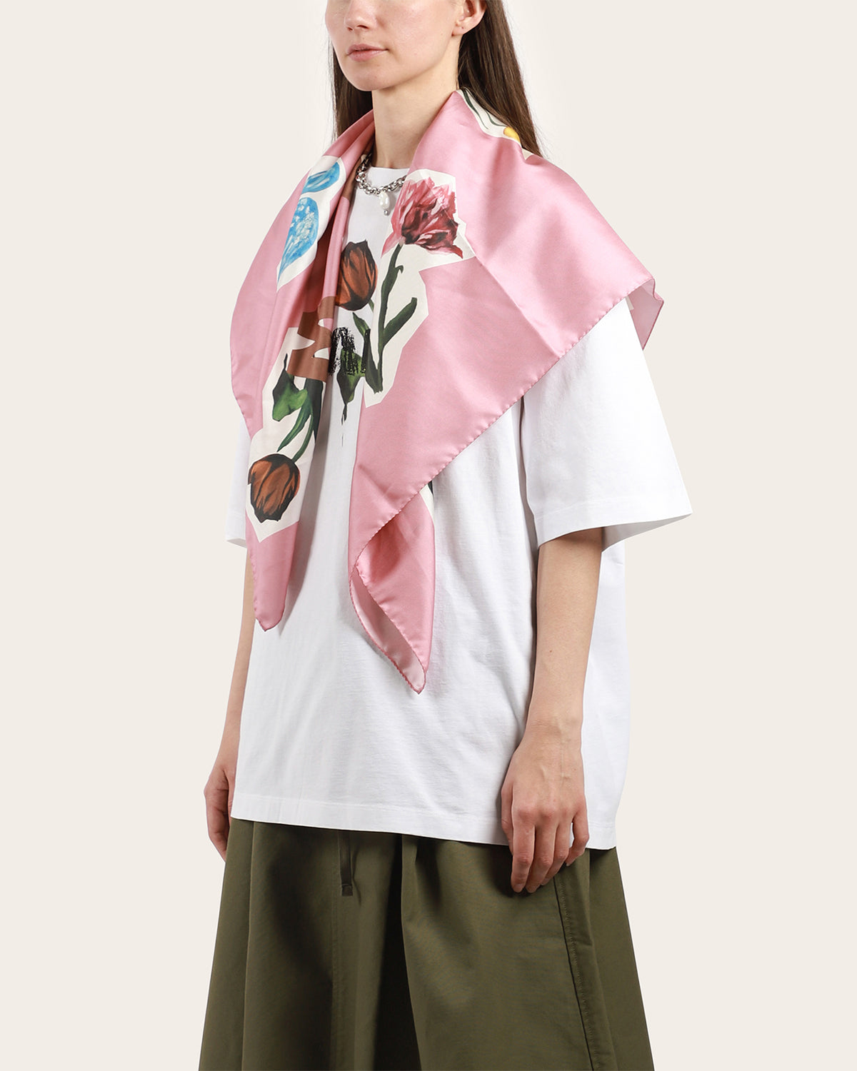 Logo Print Silk Scarf