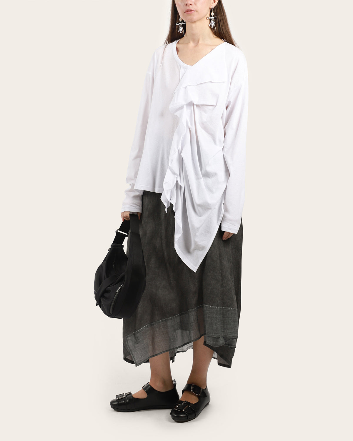 Charcoal Contrast Stitch Skirt