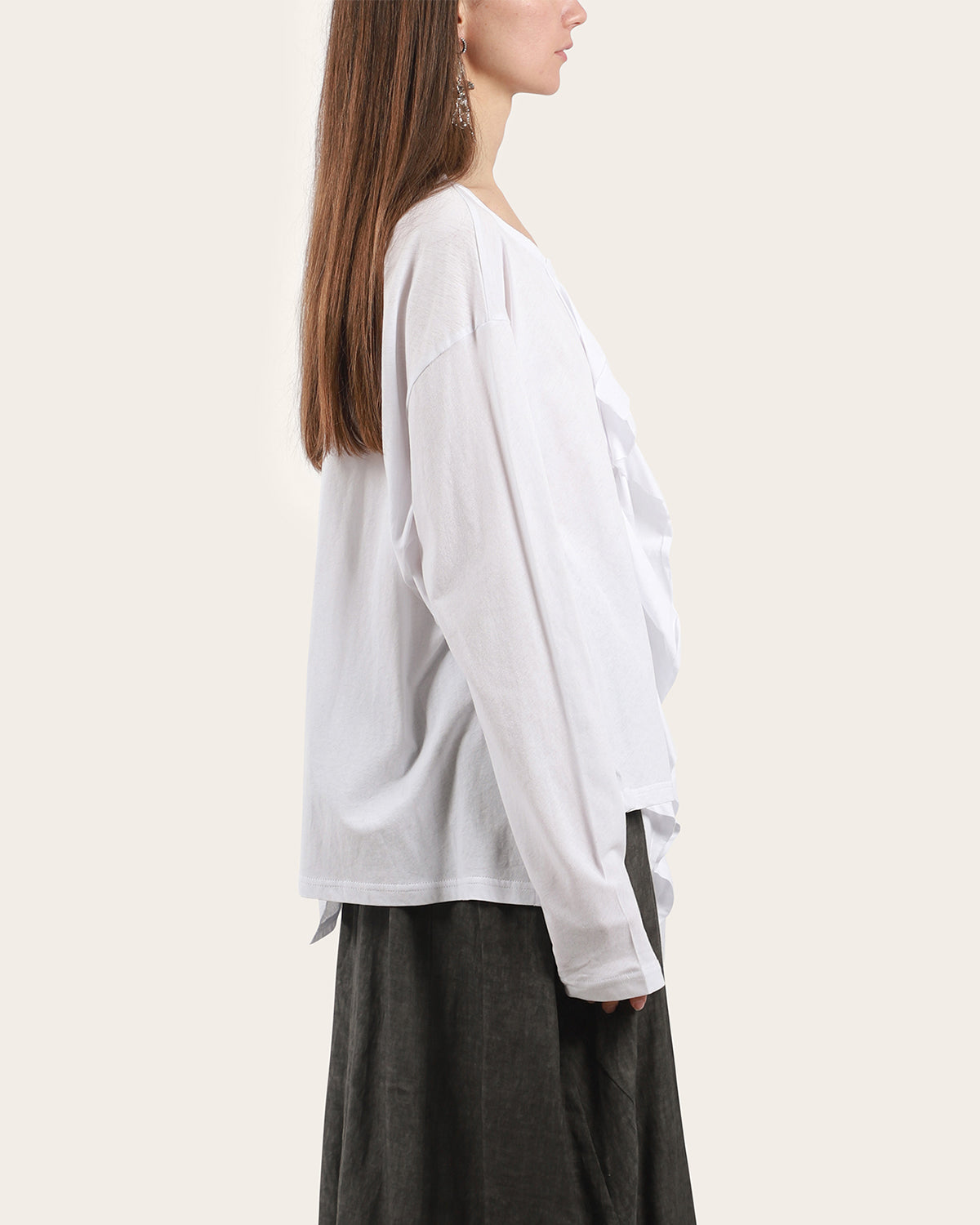 White Ruffle Detail Blouse
